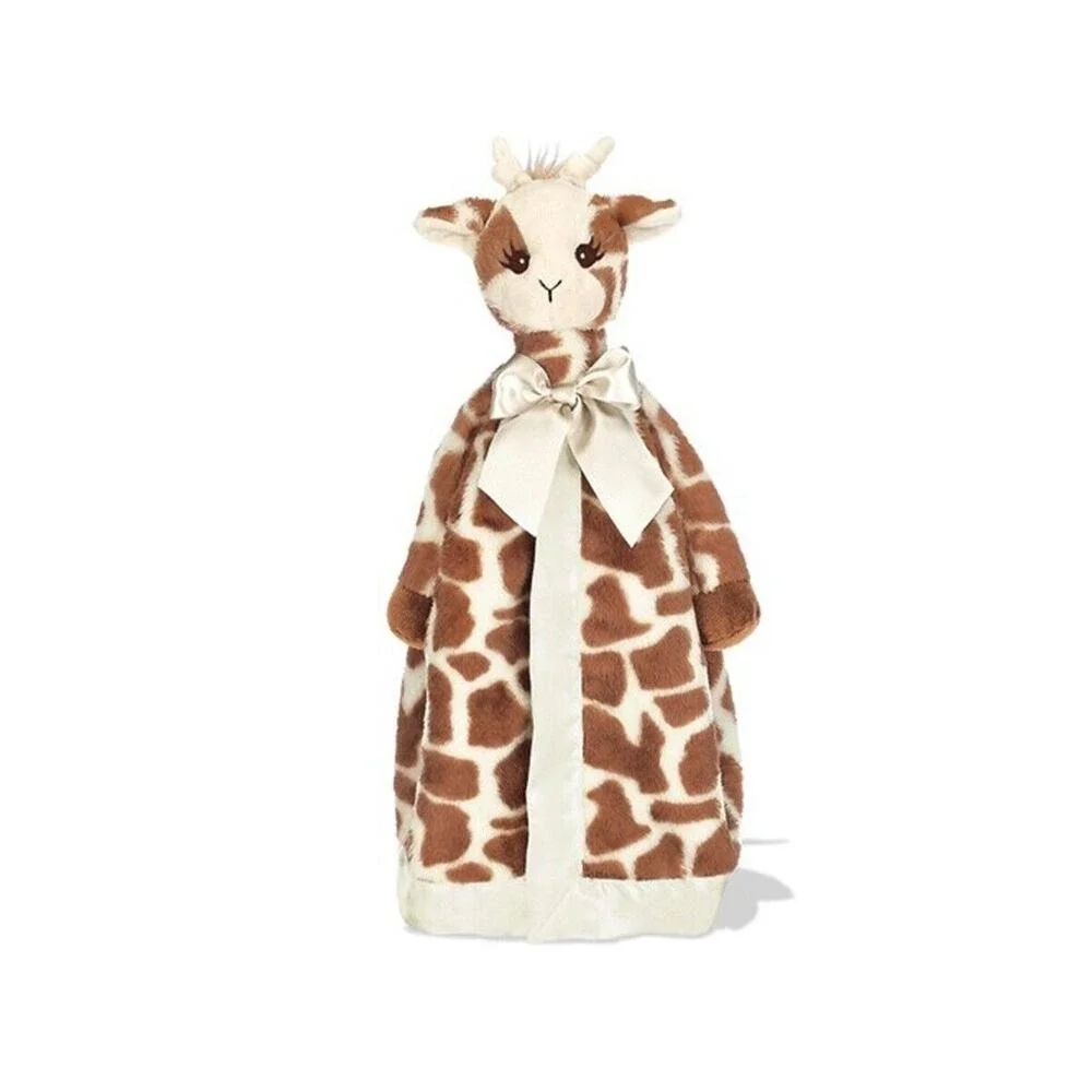 Bearington Baby Lovey Brown and White Giraffe Satin Lined Security Blankie 16 in